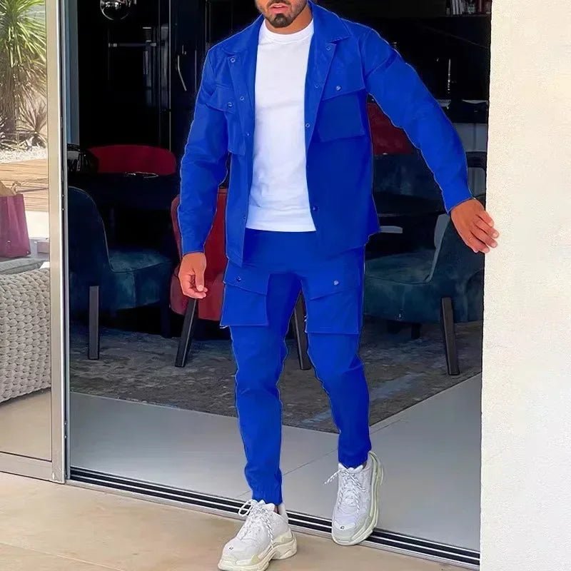 2025 Fashion Men's Casual Sets Male Trend Streetwear Long Sleeve Jacket Coat+Leggings Pants Sport 2 Pieces New Men Clothing Suit - La Tienda Bella