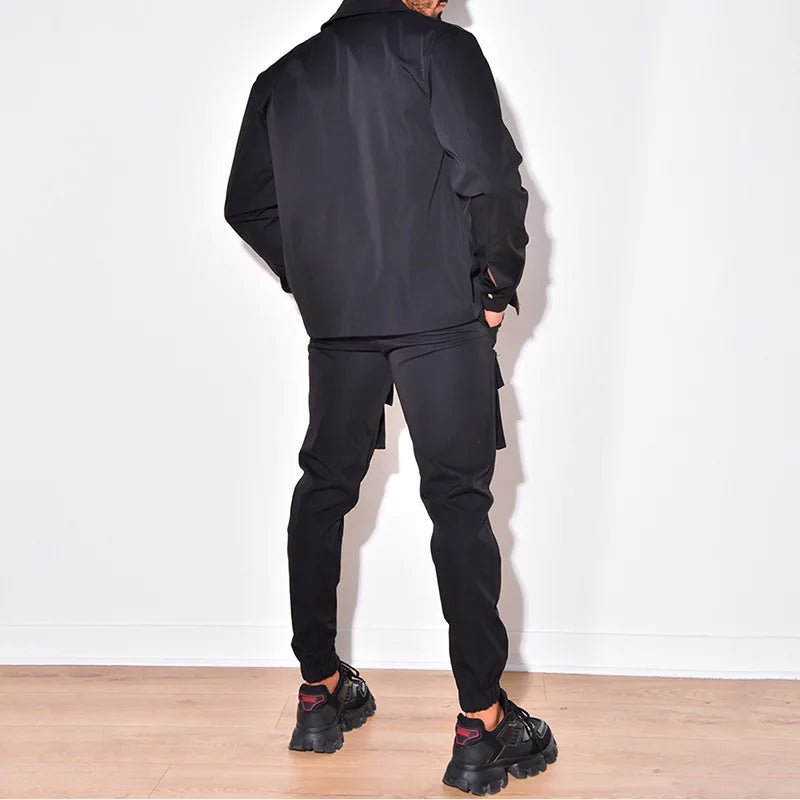 2025 Fashion Men's Casual Sets Male Trend Streetwear Long Sleeve Jacket Coat+Leggings Pants Sport 2 Pieces New Men Clothing Suit - La Tienda Bella