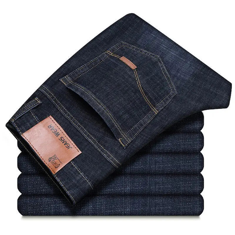 2025 Men Fashion Straight Jeans Men 2025 New Stretch Slim Fit Pants Comfortable Soft Business Denim Trousers Male Brand Clothing - La Tienda Bella