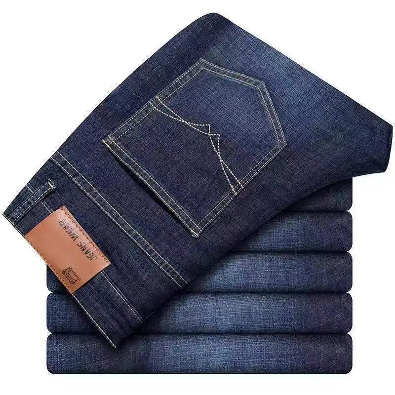 2025 Men Fashion Straight Jeans Men 2025 New Stretch Slim Fit Pants Comfortable Soft Business Denim Trousers Male Brand Clothing - La Tienda Bella