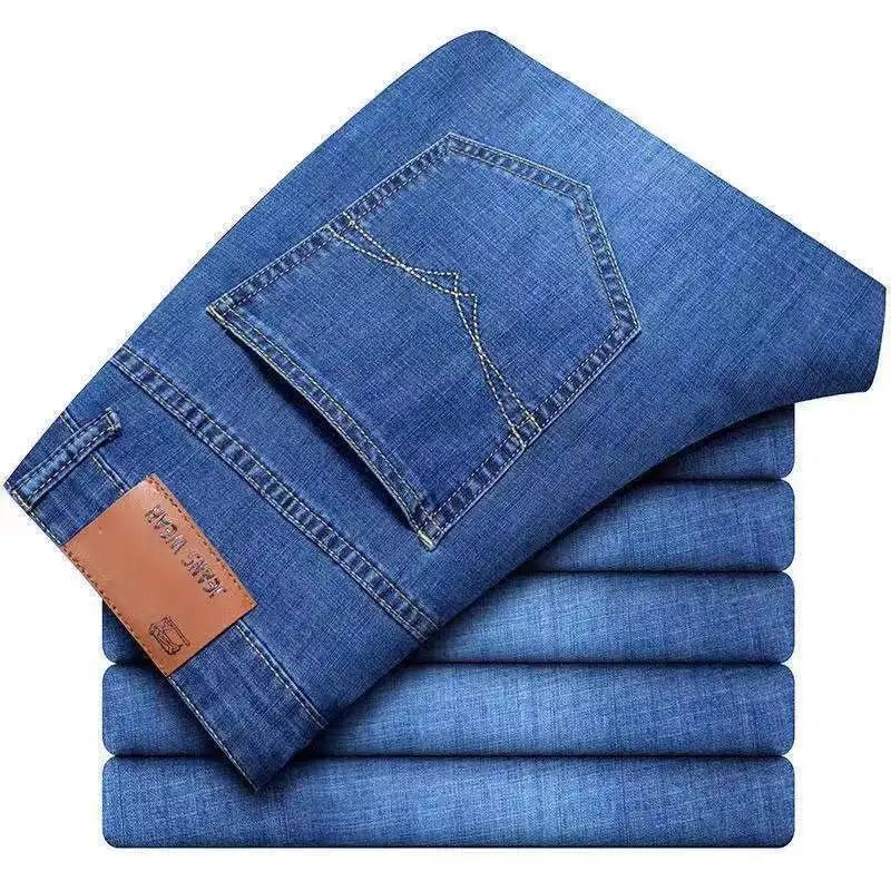 2025 Men Fashion Straight Jeans Men 2025 New Stretch Slim Fit Pants Comfortable Soft Business Denim Trousers Male Brand Clothing - La Tienda Bella