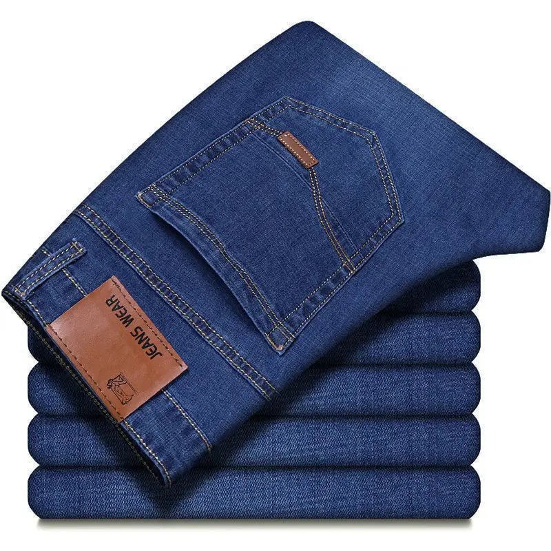 2025 Men Fashion Straight Jeans Men 2025 New Stretch Slim Fit Pants Comfortable Soft Business Denim Trousers Male Brand Clothing - La Tienda Bella