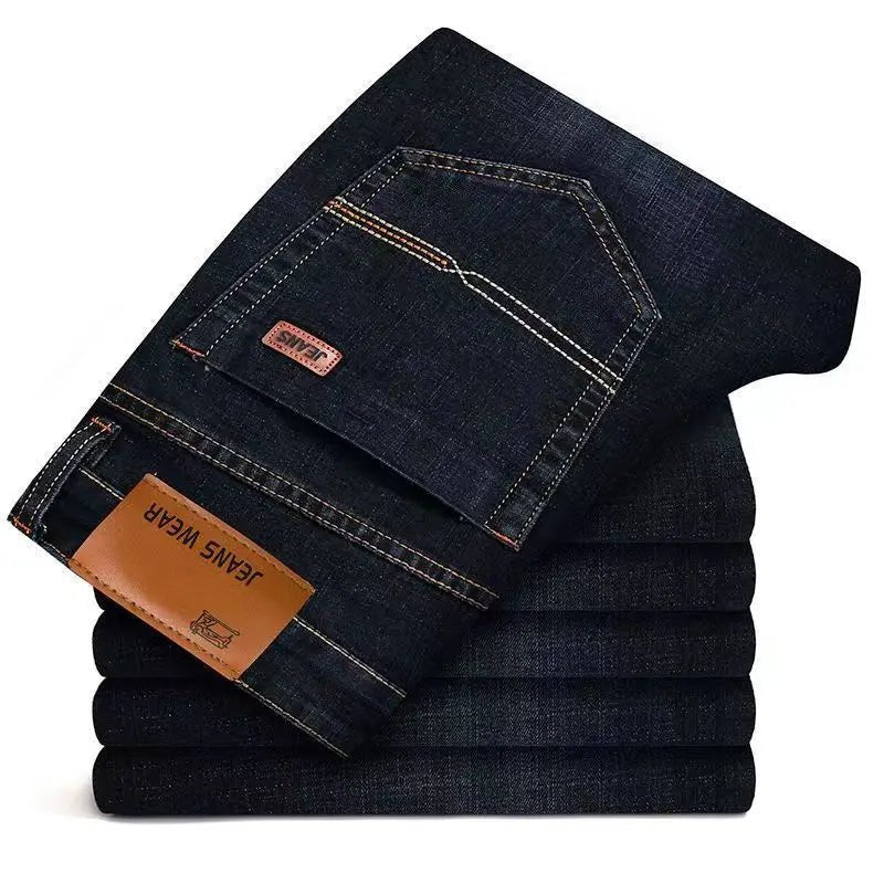 2025 Men Fashion Straight Jeans Men 2025 New Stretch Slim Fit Pants Comfortable Soft Business Denim Trousers Male Brand Clothing - La Tienda Bella