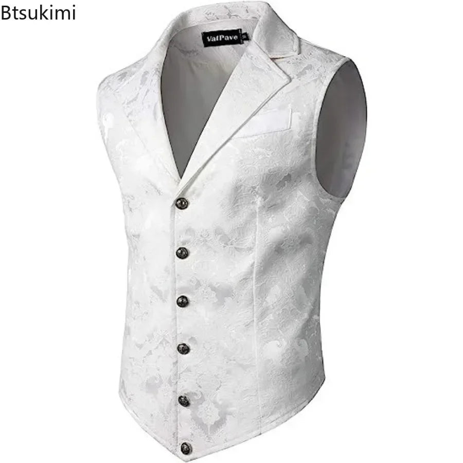 2025 Men's Fashion Jacket Suit Vest Steampunk Gothic Waistcoat Men's Casual Vest Stage Performance Costume Evening Party Vests - La Tienda Bella