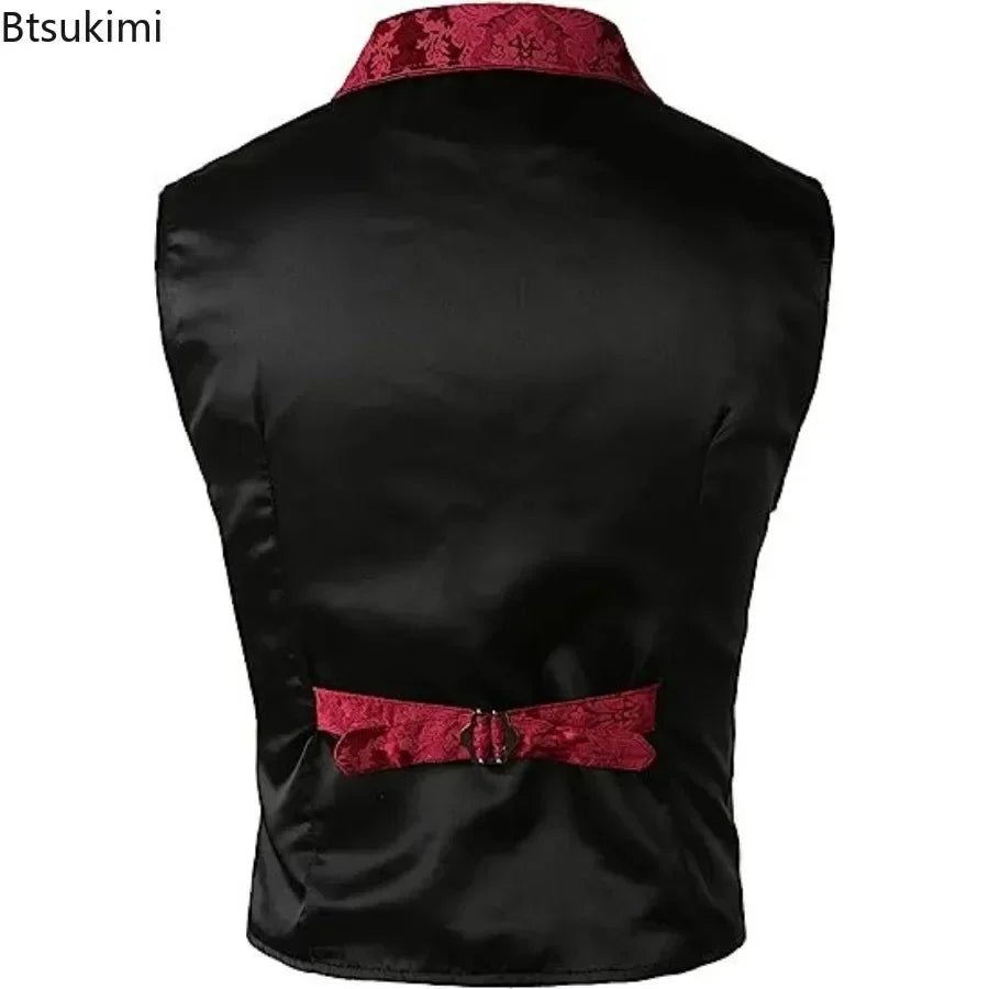 2025 Men's Fashion Jacket Suit Vest Steampunk Gothic Waistcoat Men's Casual Vest Stage Performance Costume Evening Party Vests - La Tienda Bella