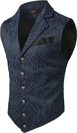 2025 Men's Fashion Jacket Suit Vest Steampunk Gothic Waistcoat Men's Casual Vest Stage Performance Costume Evening Party Vests - La Tienda Bella