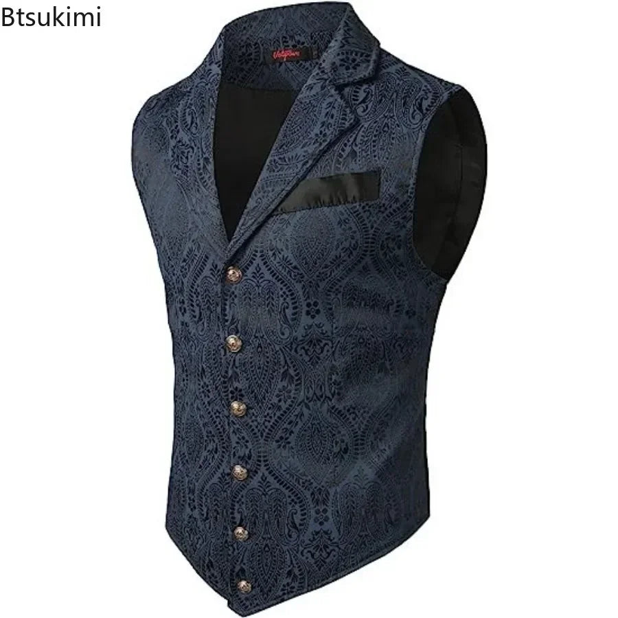 2025 Men's Fashion Jacket Suit Vest Steampunk Gothic Waistcoat Men's Casual Vest Stage Performance Costume Evening Party Vests - La Tienda Bella