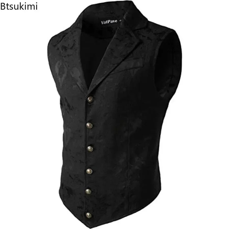2025 Men's Fashion Jacket Suit Vest Steampunk Gothic Waistcoat Men's Casual Vest Stage Performance Costume Evening Party Vests - La Tienda Bella