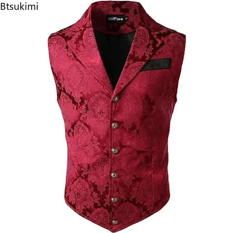 2025 Men's Fashion Jacket Suit Vest Steampunk Gothic Waistcoat Men's Casual Vest Stage Performance Costume Evening Party Vests - La Tienda Bella