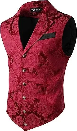 2025 Men's Fashion Jacket Suit Vest Steampunk Gothic Waistcoat Men's Casual Vest Stage Performance Costume Evening Party Vests - La Tienda Bella
