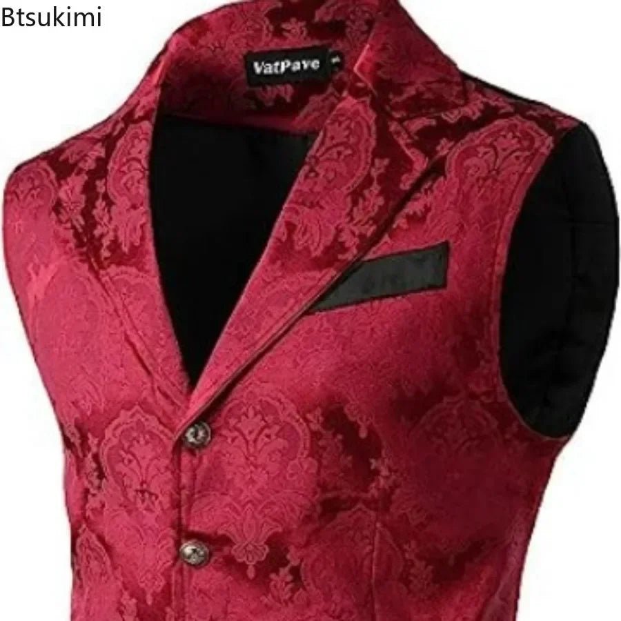 2025 Men's Fashion Jacket Suit Vest Steampunk Gothic Waistcoat Men's Casual Vest Stage Performance Costume Evening Party Vests - La Tienda Bella