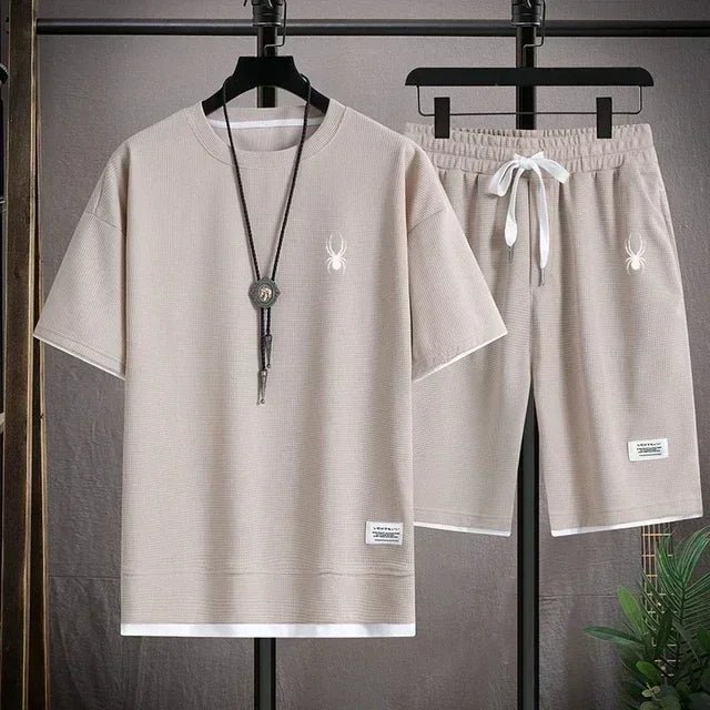 2025 Men's New Fashion Set, Casual Sportswear, Korean Fashion Classic, Summer Handsome Men's Set - La Tienda Bella