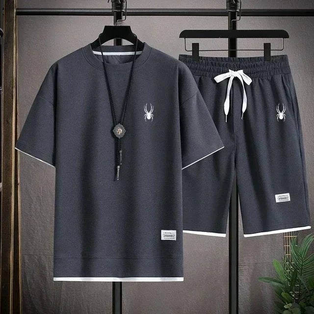 2025 Men's New Fashion Set, Casual Sportswear, Korean Fashion Classic, Summer Handsome Men's Set - La Tienda Bella