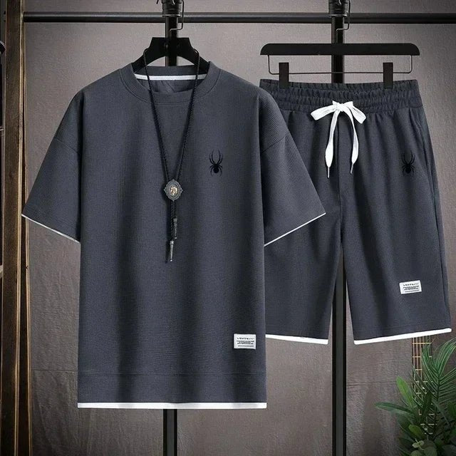 2025 Men's New Fashion Set, Casual Sportswear, Korean Fashion Classic, Summer Handsome Men's Set - La Tienda Bella