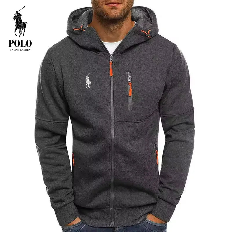 2025 New Men's Polo Ralph Lauren Jacket, Long - sleeved, Autumn and Winter Fashion, Sporty and Casual, Zippered Hooded Men's Sweat - La Tienda Bella