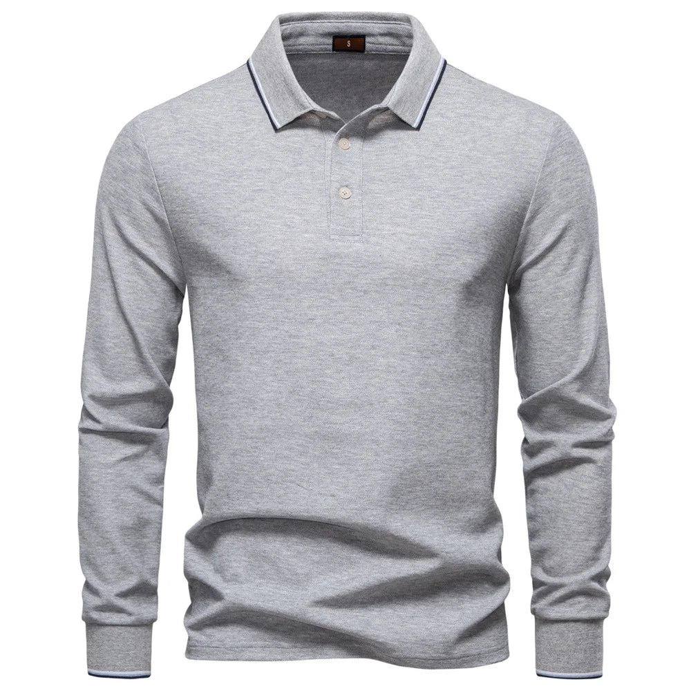 2025 New Men's Polo Shirts for Men Cotton Solid Color Long Sleeve Lapel Polo Desinger High Quality Male T-Shirt Dropshipping - La Tienda Bella
