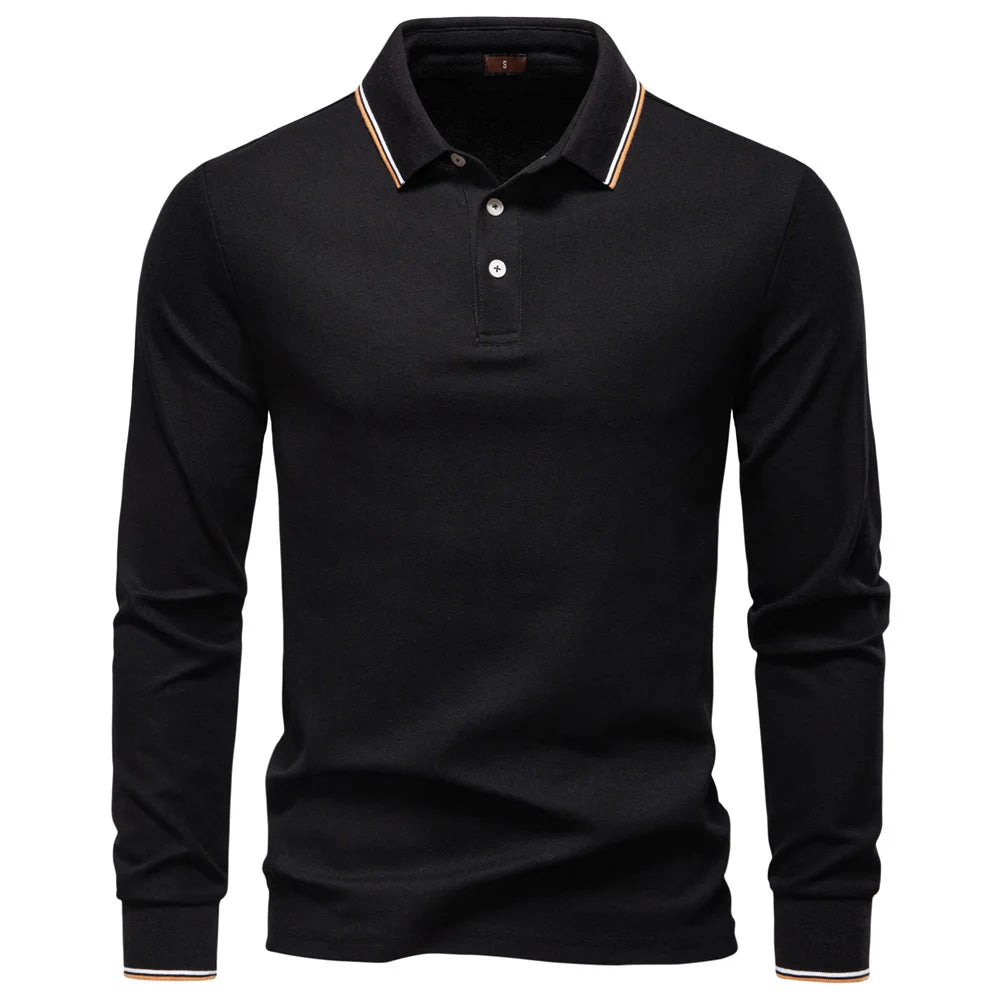 2025 New Men's Polo Shirts for Men Cotton Solid Color Long Sleeve Lapel Polo Desinger High Quality Male T-Shirt Dropshipping - La Tienda Bella