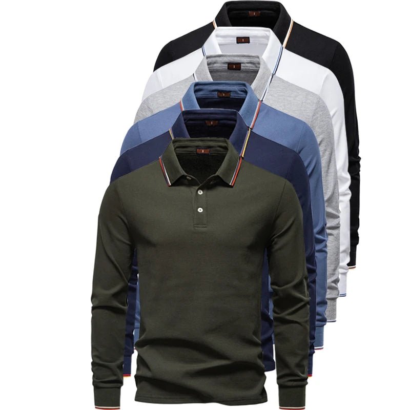 2025 New Men's Polo Shirts for Men Cotton Solid Color Long Sleeve Lapel Polo Desinger High Quality Male T-Shirt Dropshipping - La Tienda Bella