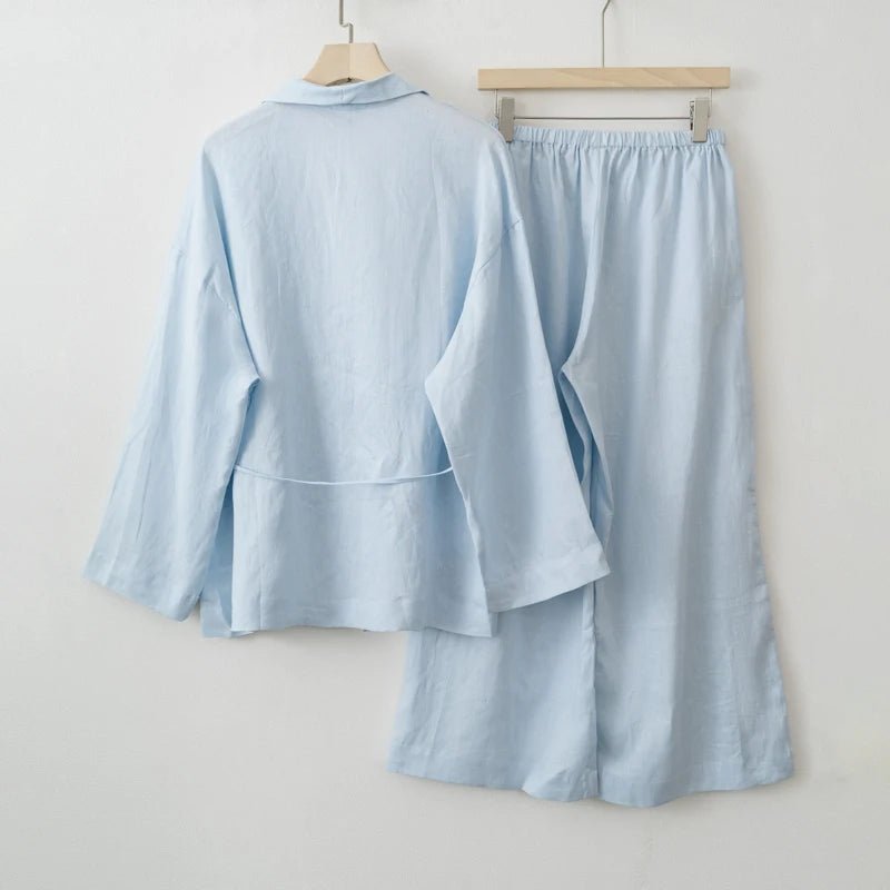 2025 Summer Women Linen Kimono Blouse Pants sets - La Tienda Bella