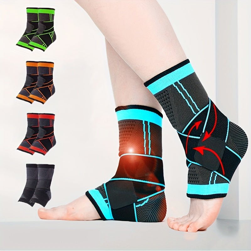 2pcs/1 Pair Ankle Brace, Adjustable Compression, High Elastic, Polyester (Polyester Fiber), Pull on Closure, Hand Wash Only, for Men & Women, Fitness, Weightlifting, Sports, Hikin - La Tienda Bella