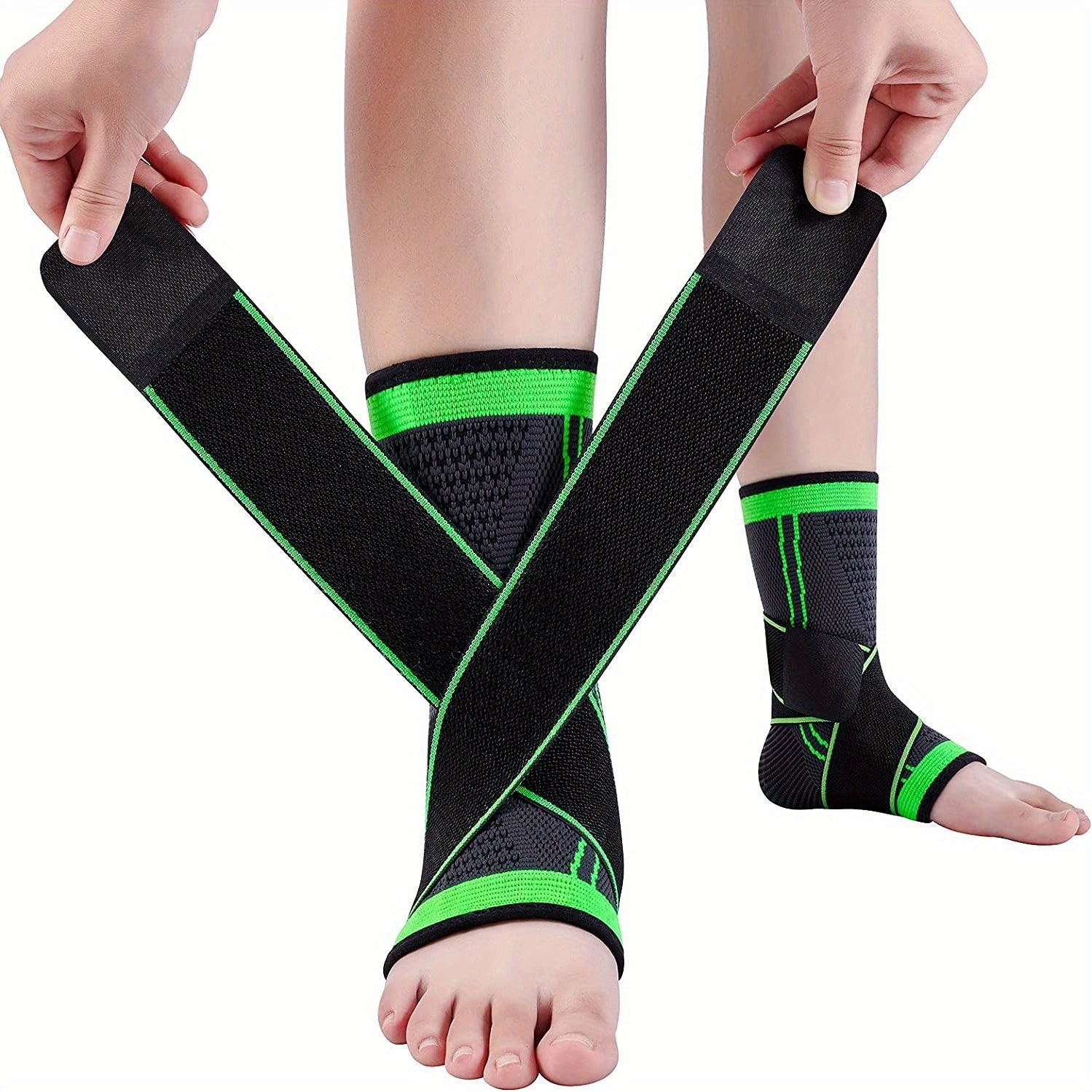 2pcs/1 Pair Ankle Brace, Adjustable Compression, High Elastic, Polyester (Polyester Fiber), Pull on Closure, Hand Wash Only, for Men & Women, Fitness, Weightlifting, Sports, Hikin - La Tienda Bella