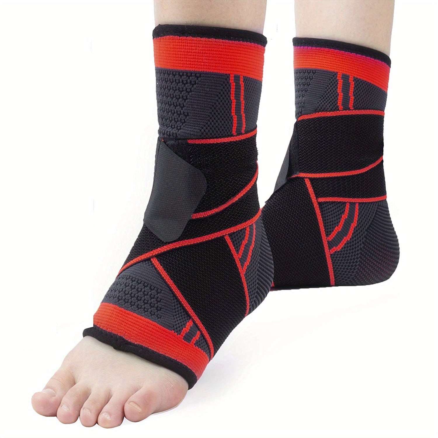2pcs/1 Pair Ankle Brace, Adjustable Compression, High Elastic, Polyester (Polyester Fiber), Pull on Closure, Hand Wash Only, for Men & Women, Fitness, Weightlifting, Sports, Hikin - La Tienda Bella