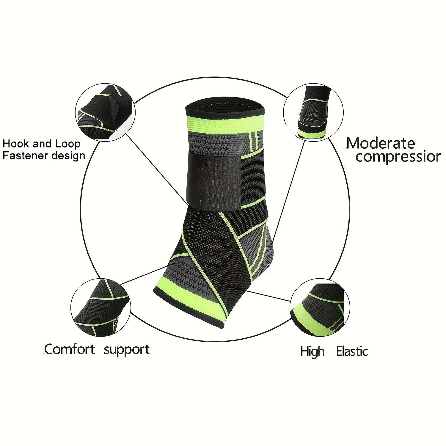 2pcs/1 Pair Ankle Brace, Adjustable Compression, High Elastic, Polyester (Polyester Fiber), Pull on Closure, Hand Wash Only, for Men & Women, Fitness, Weightlifting, Sports, Hikin - La Tienda Bella