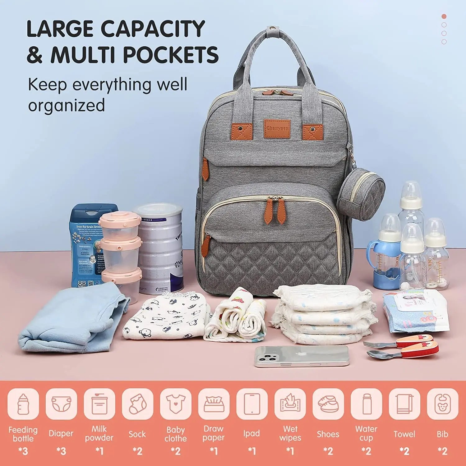 3 In 1 Diaper Bag Backpack Foldable Baby Bed Waterproof Travel Bag with USB Charge Diaper Bag Backpack - La Tienda Bella
