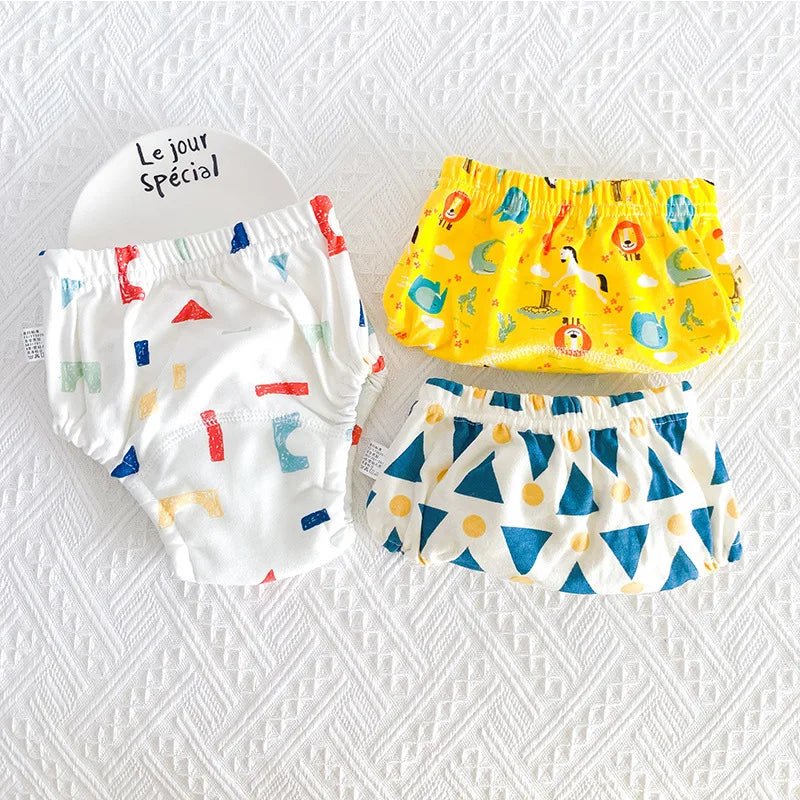 3 Pieces/lot Baby Training Pants 6 Layers Bebe Cloth Diaper Reusable Washable Cotton Elastic Waist Cloth Diapers 8 - 18KG Nappy - La Tienda Bella