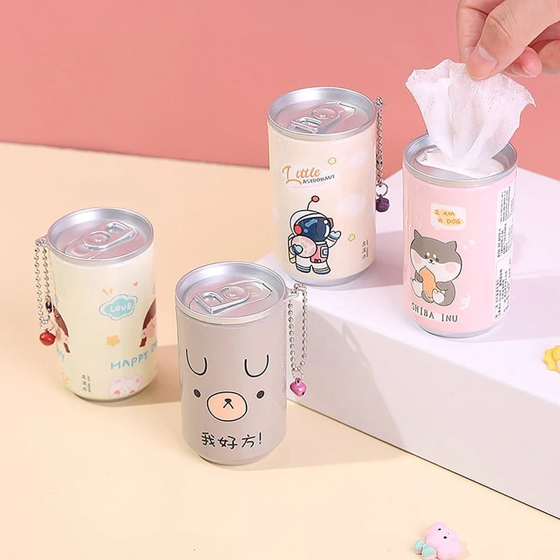 30Pcs Canned Wet Wipes Portable Children Barreled Cleaning Cloths Creative Cartoon Cute Bucket - La Tienda Bella