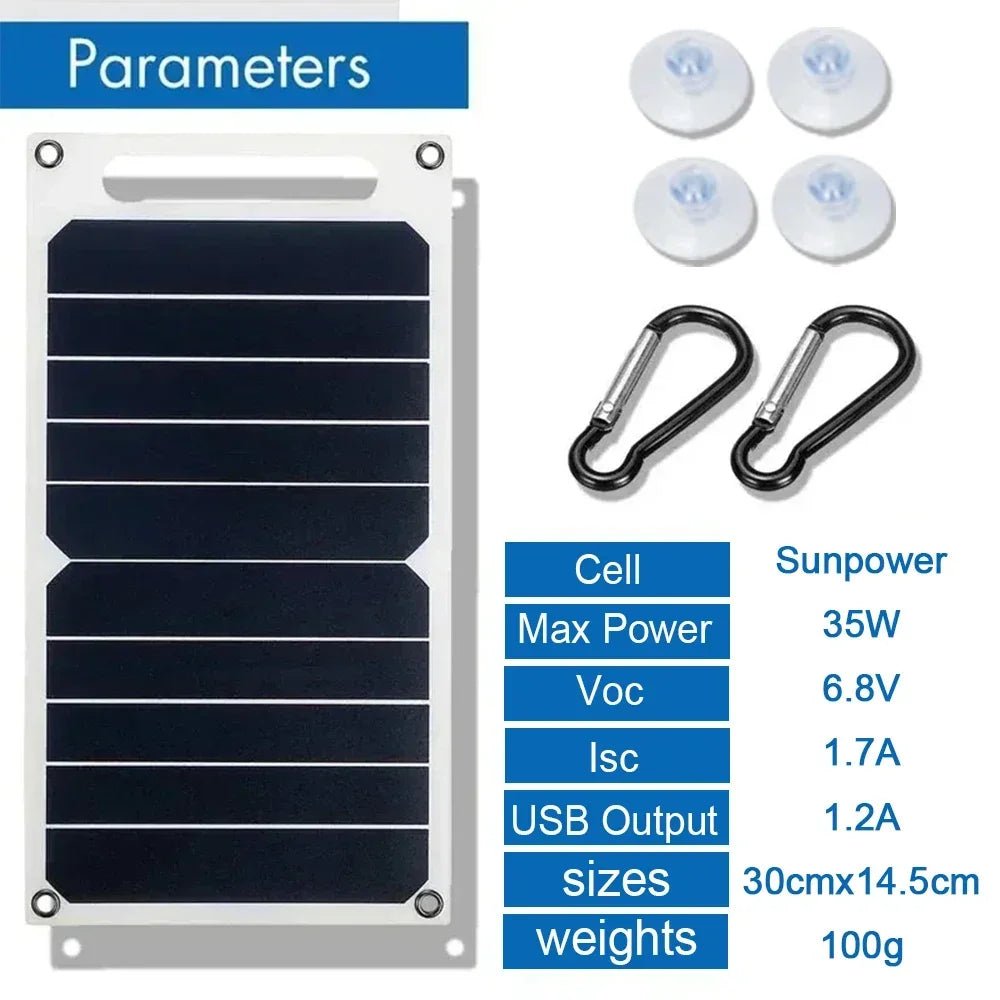 35W Sunpower Portable Solar Panel 5V Solar Plate WithUSB Safe Stabilize Charger ForPower Bank Phone Outdoor Camping Home RV Gift - La Tienda Bella