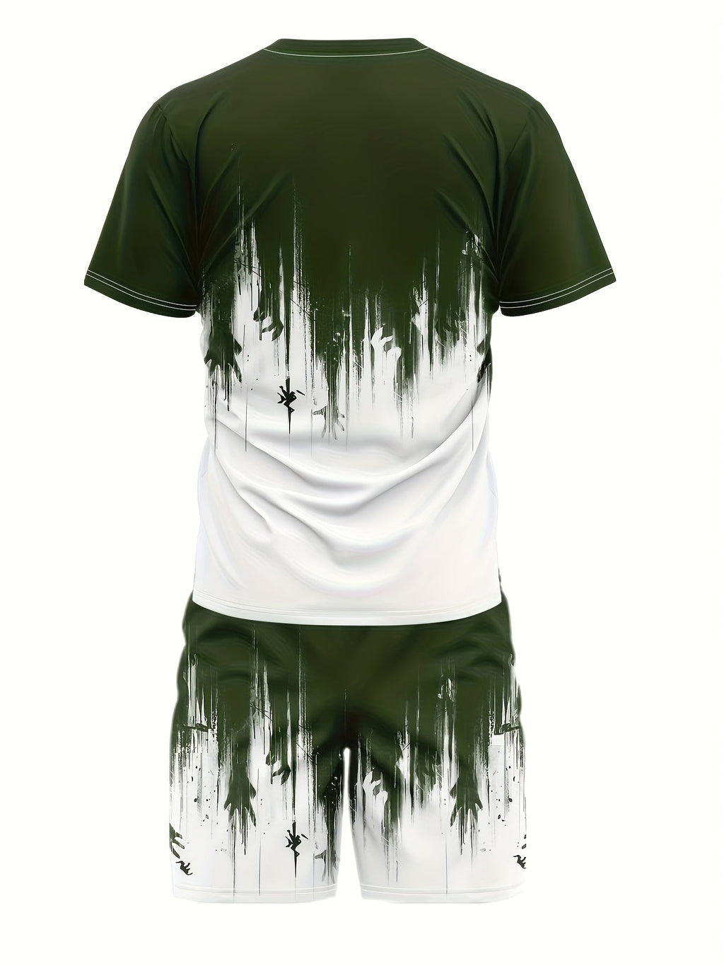 3D Pattern Print, 2Pcs Outfits For Men, Casual Crew Neck Short Sleeve T-shirt Tee And Drawstring Shorts Set For Summer, Men's Clothing Loungewear Vacation Workout - La Tienda Bella