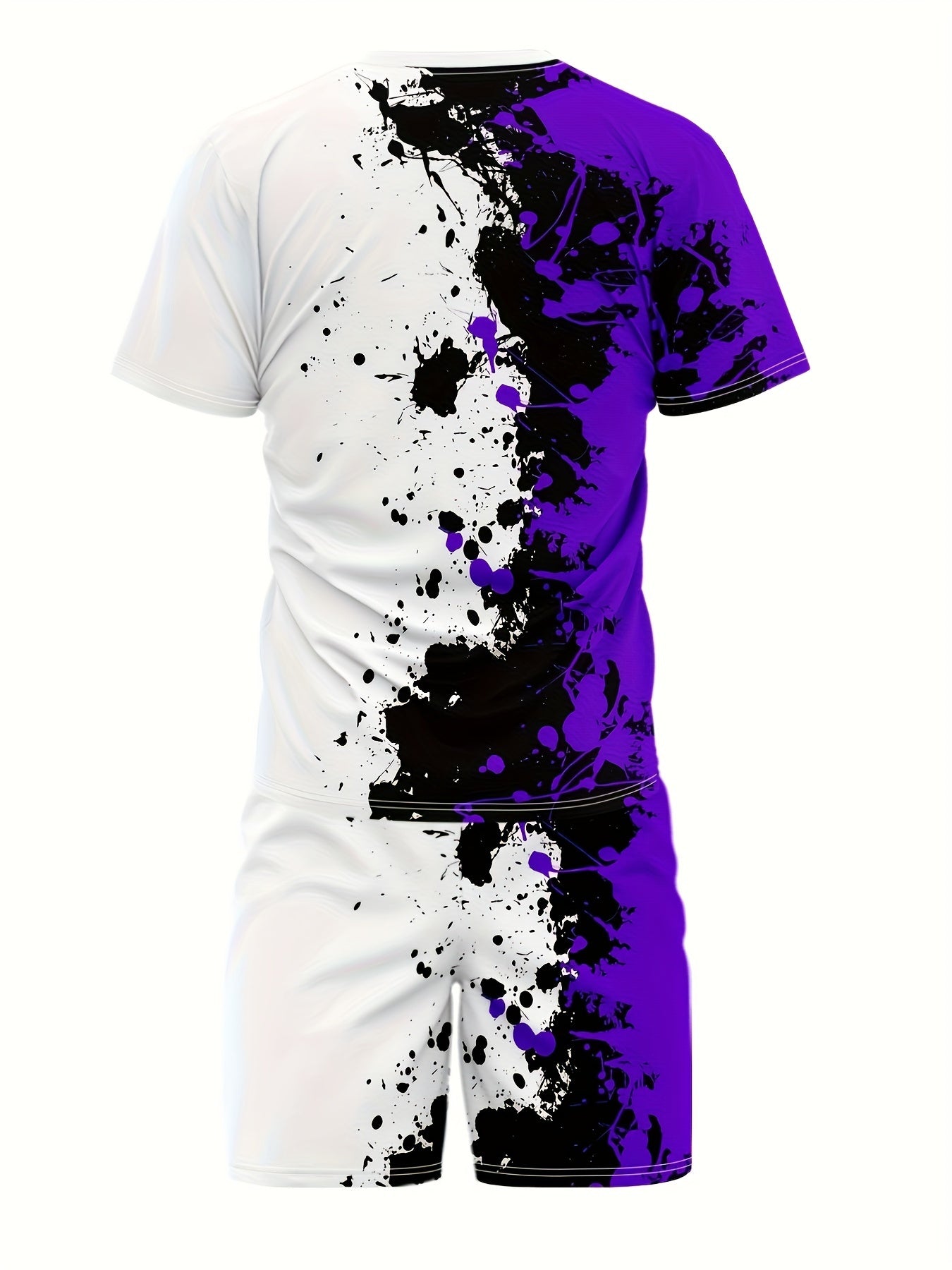 3D Pattern Print, 2Pcs Outfits For Men, Casual Crew Neck Short Sleeve T-shirt Tee And Drawstring Shorts Set For Summer, Men's Clothing Loungewear Vacation Workout - La Tienda Bella
