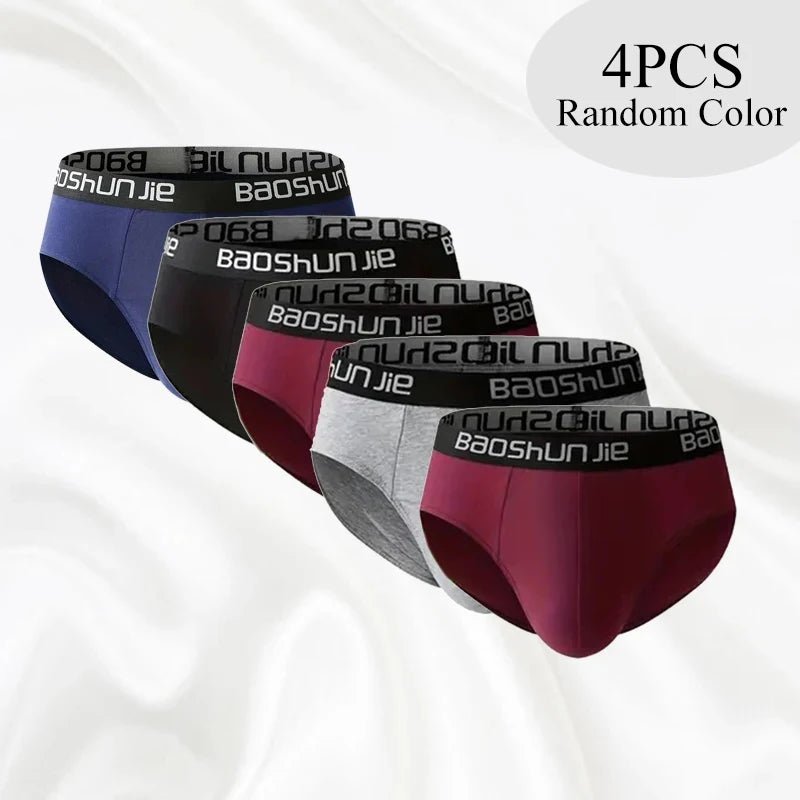 4pcs Men Underwear 100% Cotton Men boxer briefs Medium Waist Breathable Men Panties Fashion Boys Soft Comfortable Men Underpant - La Tienda Bella