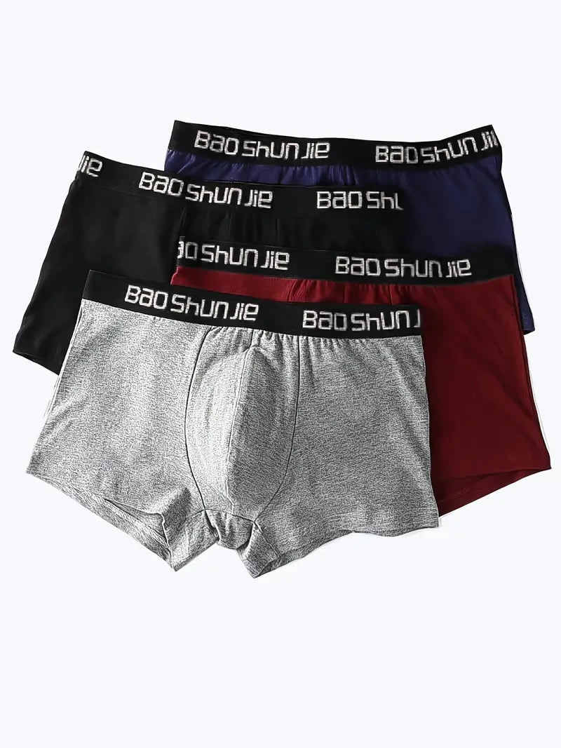 4pcs Men Underwear Cotton Men Boxer Shorts Medium Waist Breathable Men Panties Larger Size L - Lot Soft Comfortable Men Boxer - La Tienda Bella