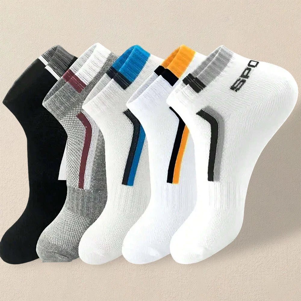 5 Pairs Men Summer Socks Trendy Fashionable Simple Versatile Men Ankle Socks Comfortable Lightweight Breathable Casual Socks - La Tienda Bella