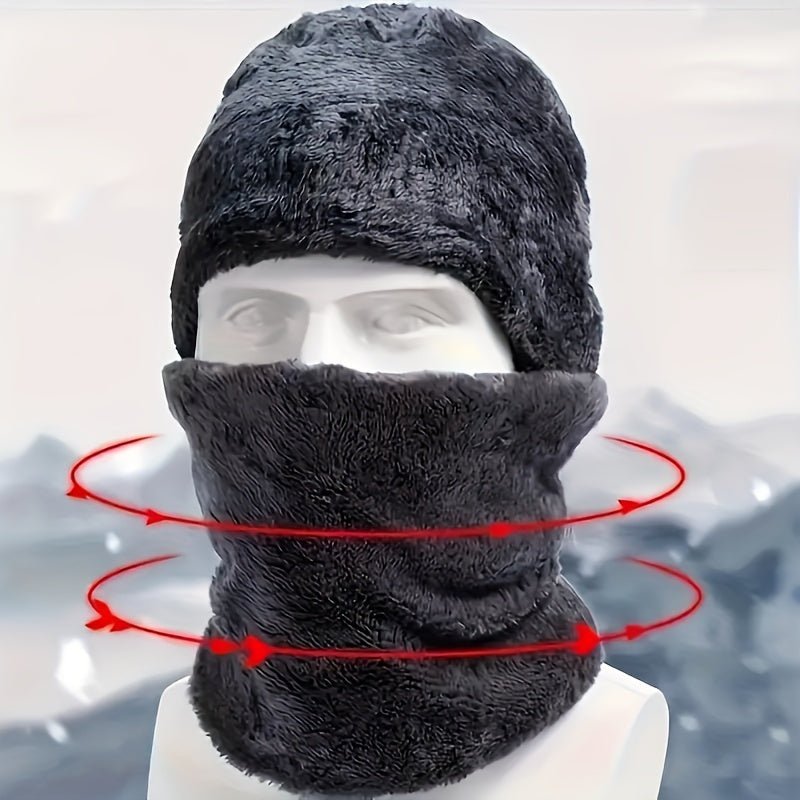 5 - Piece Winter Warmth Set – Knit Beanie, Thermal Gloves, Faux Fur Earmuffs, Neck Scarf, Non - Slip Socks – Basic Polyester Cold Weather Essentials Kit for Men and Women - La Tienda Bella