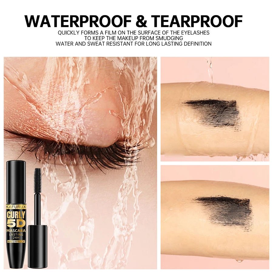 5D Black Waterproof Mascara Lengthens Eyelashes Extension Thick Silk Fiber Mascara Female Makeup Eye Cosmetics Tools for Gifts - La Tienda Bella