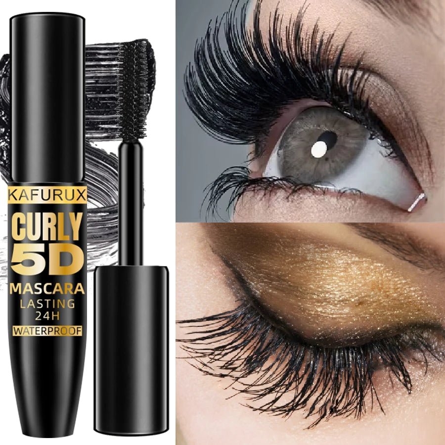 5D Black Waterproof Mascara Lengthens Eyelashes Extension Thick Silk Fiber Mascara Female Makeup Eye Cosmetics Tools for Gifts - La Tienda Bella