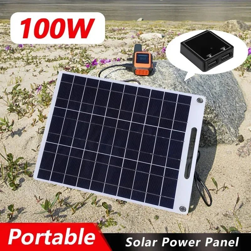 5V Solar Panel Waterproof Portable Dual USB Charger Outdoor Camping Solar Power Bank Battery Charging Plate - La Tienda Bella