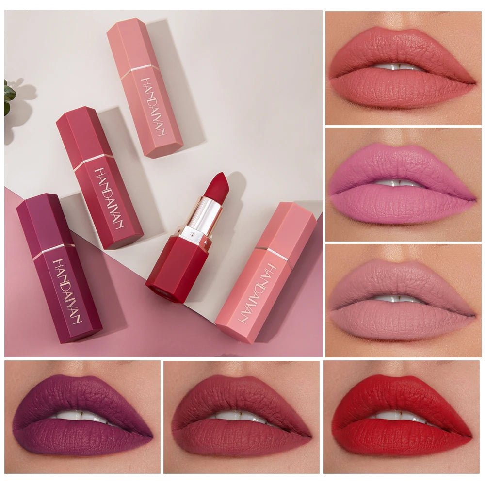 6 - Color Matte Lipstick , Non - Fading, Non - Stick Cup Long - Lasting Velvet Finish, Smooth Matte Lip Color Waterproof Smudge - proof - La Tienda Bella