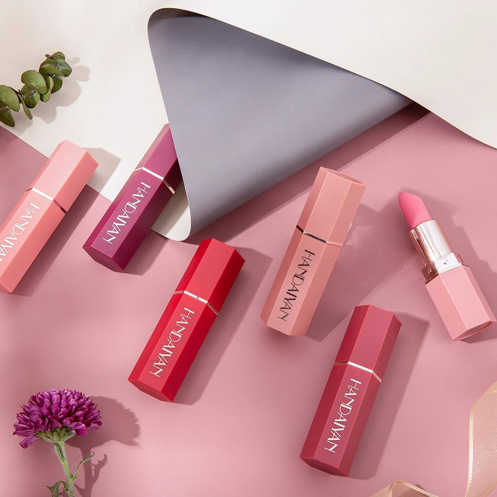 6 - Color Matte Lipstick , Non - Fading, Non - Stick Cup Long - Lasting Velvet Finish, Smooth Matte Lip Color Waterproof Smudge - proof - La Tienda Bella