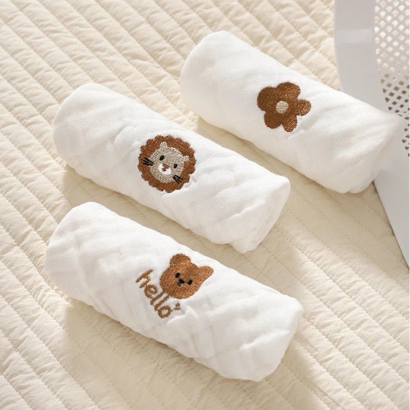 6 Layer Cotton Embroidery Baby Saliva Towels Hand Face Wipes Newborn Bib Kids Handkerchief - La Tienda Bella