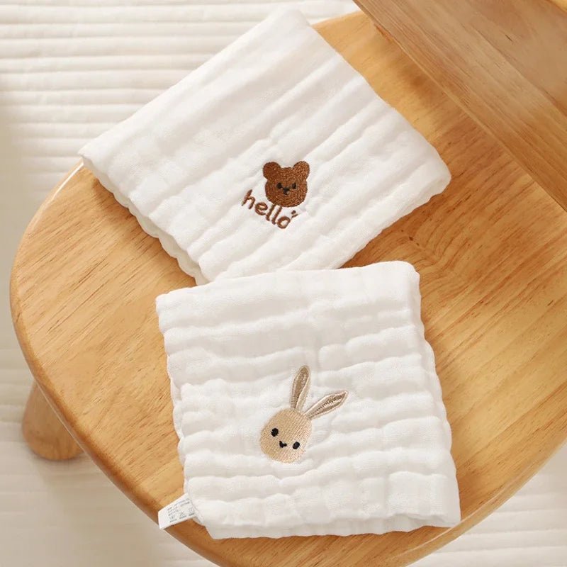 6 Layer Cotton Embroidery Baby Saliva Towels Hand Face Wipes Newborn Bib Kids Handkerchief - La Tienda Bella