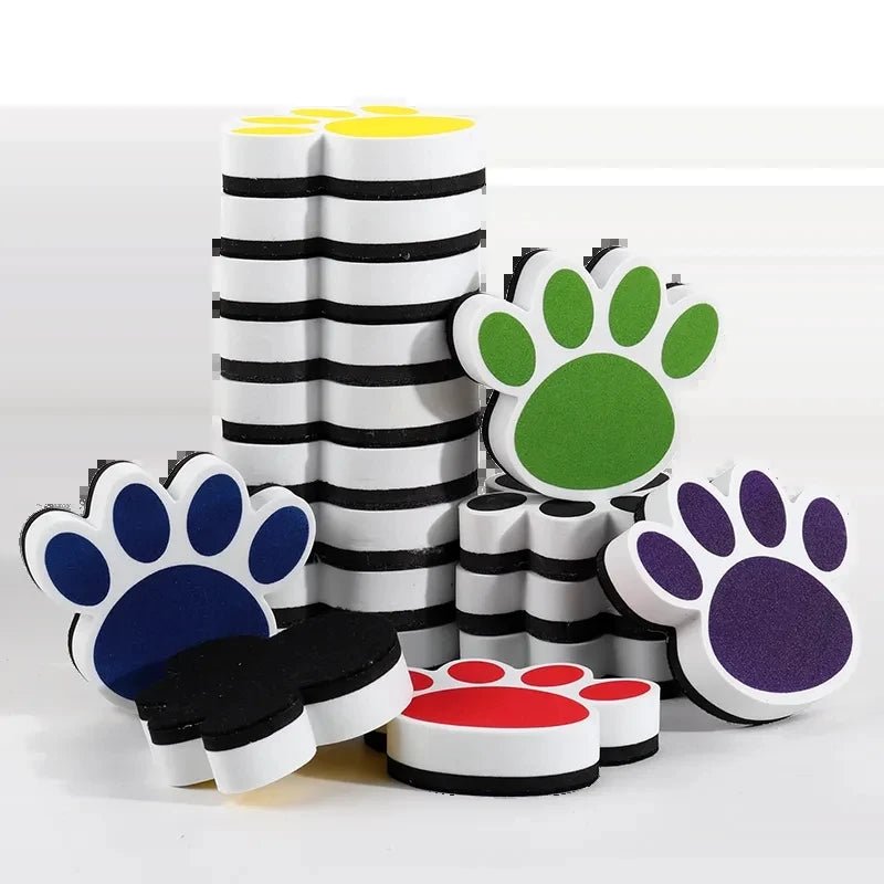 6 pcs Small Whiteboard Wipes, Bear Paw Shape, Magnetic Dry Wipes, Suitable for Classrooms - La Tienda Bella