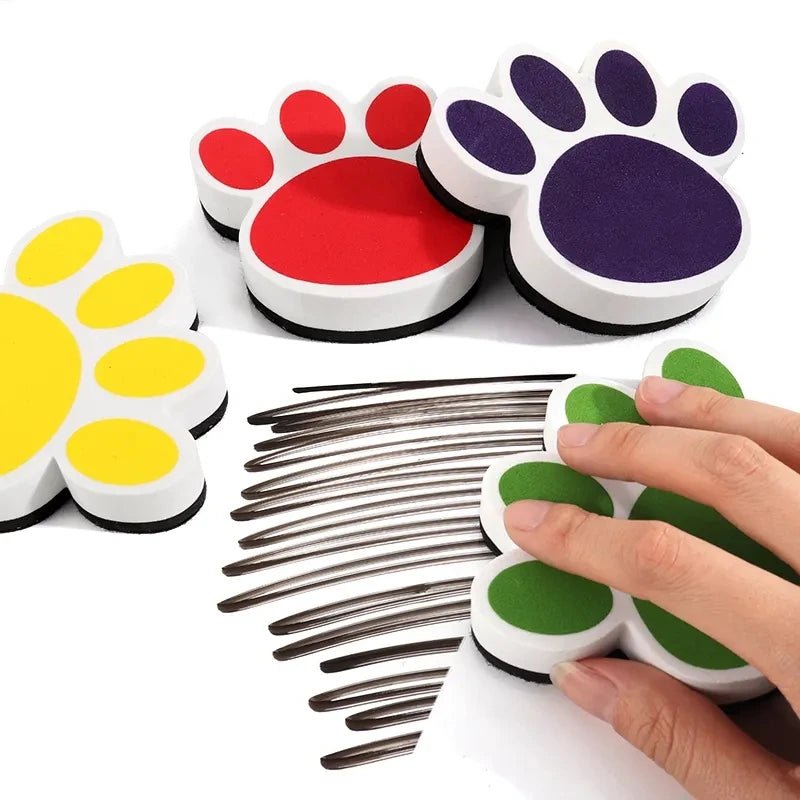 6 pcs Small Whiteboard Wipes, Bear Paw Shape, Magnetic Dry Wipes, Suitable for Classrooms - La Tienda Bella