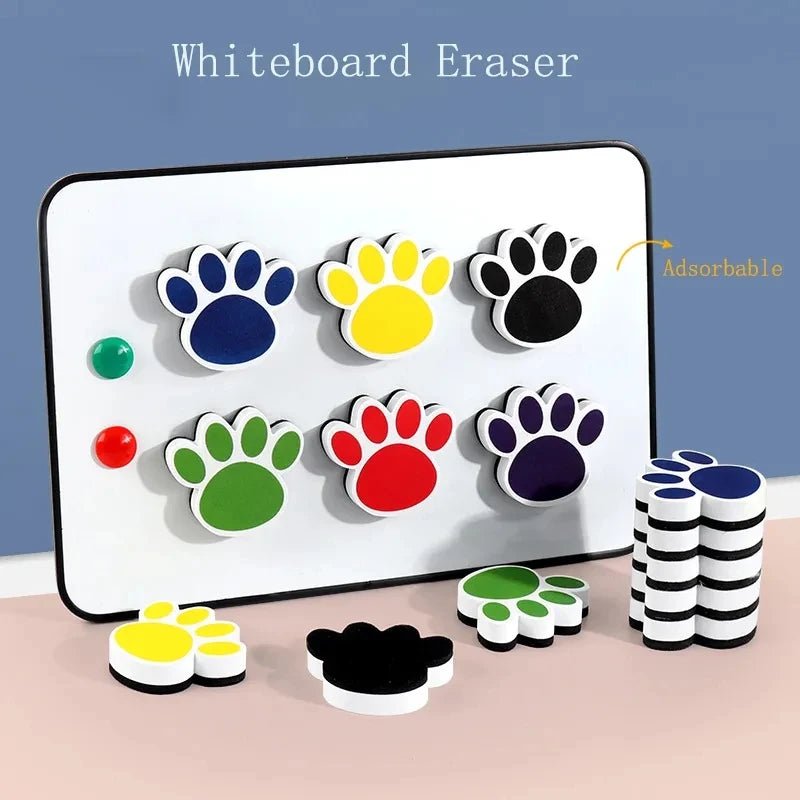 6 pcs Small Whiteboard Wipes, Bear Paw Shape, Magnetic Dry Wipes, Suitable for Classrooms - La Tienda Bella