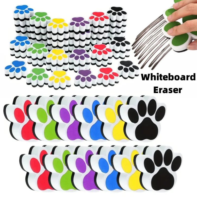 6 pcs Small Whiteboard Wipes, Bear Paw Shape, Magnetic Dry Wipes, Suitable for Classrooms - La Tienda Bella