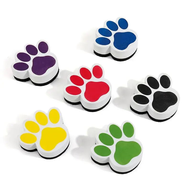 6 pcs Small Whiteboard Wipes, Bear Paw Shape, Magnetic Dry Wipes, Suitable for Classrooms - La Tienda Bella