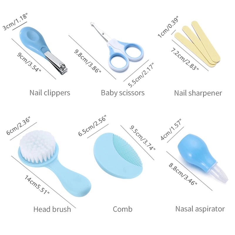 6Pcs Baby Care Kit+Storage Bag Nasal Aspirator Nail Scissors Hair Comb Brush Cleaning Tools Set- La Tienda Bella
